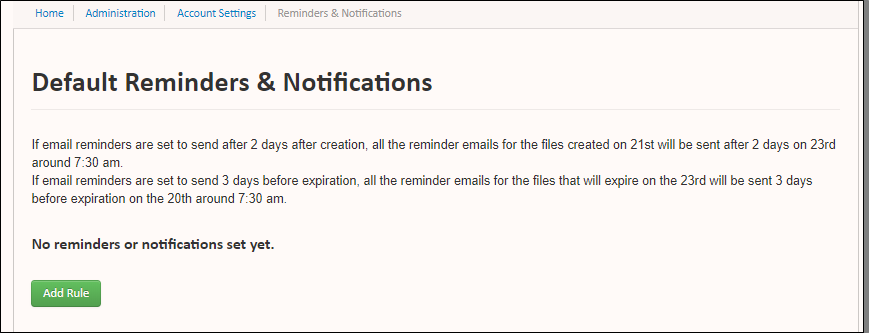 default reminders and notifications